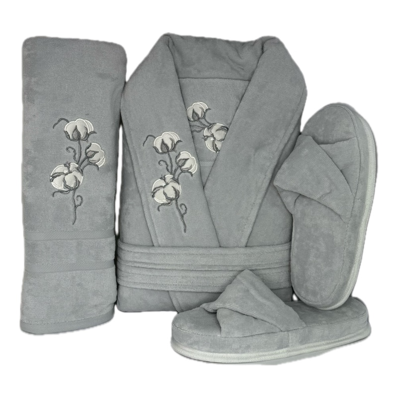 belinda-5-piece-single-towel-set-light حوله نیم ست یکنفره 5 تکه بلیندا رنگ طوسی روشن سایز لارج - Image 1