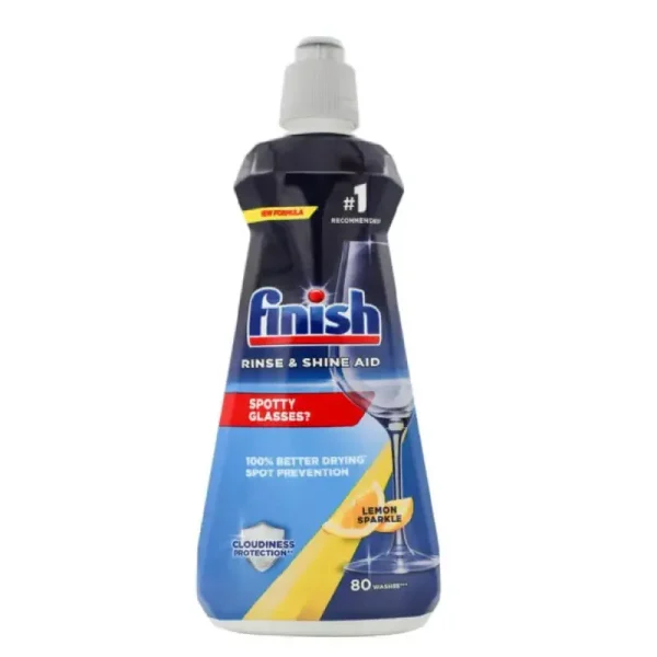 مایع جلادهنده و براق کننده ظرفشویی فینیش با رایحه لیمو Finish RINSE & SHINE AID حجم 400 میل