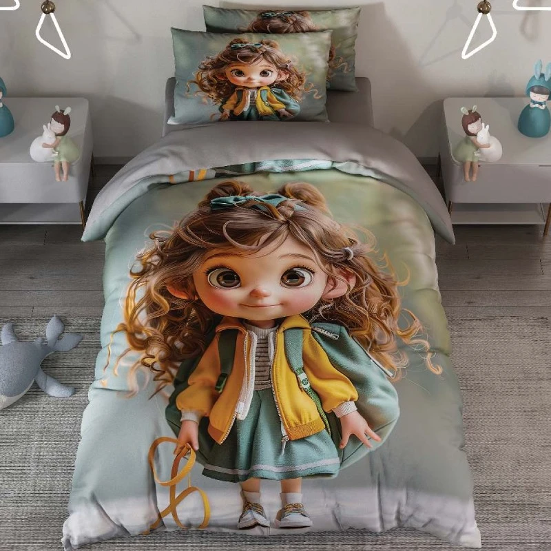 karina-baby-bedding-set-curly-pieces-1068 سرویس روتختی کودک کارینا مدل موفرفری یک نفره 4 تکه کد 1068 - Image 1