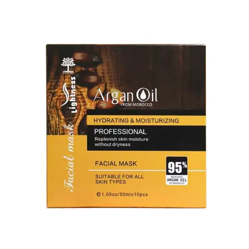 ماسک صورت ورقه ای روغن آرگان Argan Oil لایتنس Lightness بسته ده عددی ماسک صورت ورقه ای روغن آرگان Argan Oil لایتنس Lightness بسته ده عددی