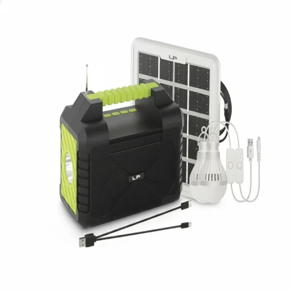 اسپیکر قابل حمل خورشیدی LP‑V77 با چراغ LED و پاوربانک