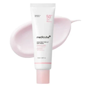 کرم ضد آفتاب مدی کیوب Medicube مدل PDRN Pink Tone up SPF50+ بی‌رنگ حجم 50 میل