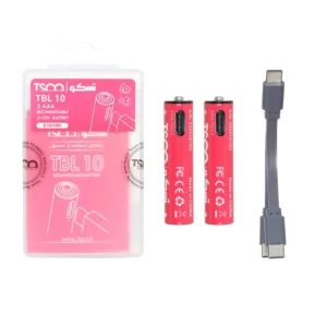 باتری نیم قلم شارژی TSCO Type-C AAA مدل TBL 10 - بسته 2 عددی (گارانتی 12 ماهه تسکو)