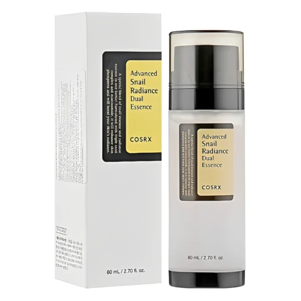 دابل سرم حلزون ترمیم کننده و جوانساز کوزارکس Cosrx مدل Advanced Snail Radiance Dual Essence حجم 80 میل