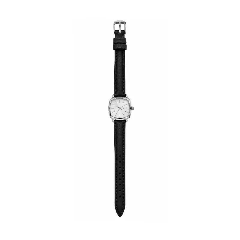 naido-girls-wristwatch-with-a-black-leather-strap ساعت دخترانه نایدو Naido مدل صفحه مربع بند چرم مشکی - Image 1