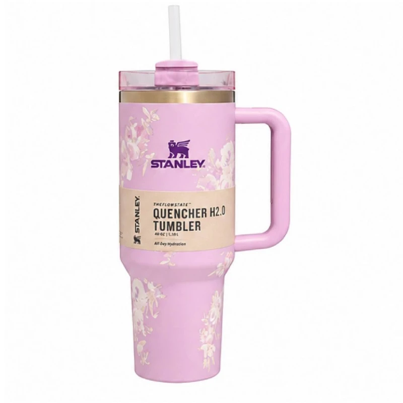 stanley-tumbler-travel-mug-floral-lilac-design-1180ml تراول ماگ طرح استنلی Stanley مدل Tumbler طرح یاسی گلدار گنجایش 1180 میلی لیتر - Image 1