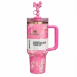تراول ماگ طرح استنلی Stanley مدل Tumbler طرح Ribbon Rosa ظرفیت 1180 میلی لیتر