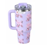 تراول ماگ طرح استنلی Stanley مدل Tumbler طرح Floral Sitarayvari رنگ یاسی گنجایش 900 میلی لیتر