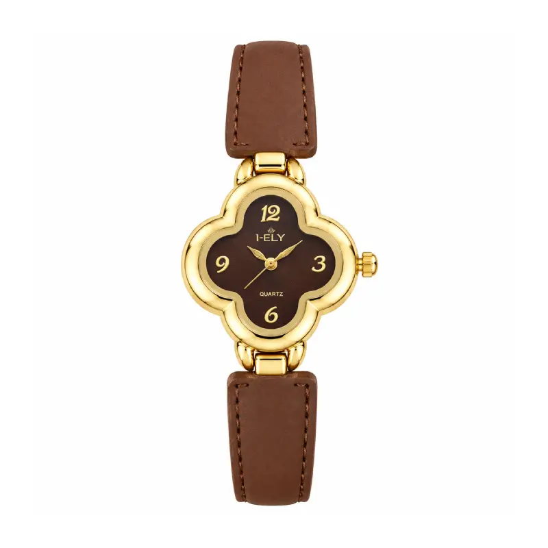 van-cleef-womens-watch-with-leather-strap ساعت زنانه ونکلیف Van Cleef مدل بند چرم قهوه ای - Image 1