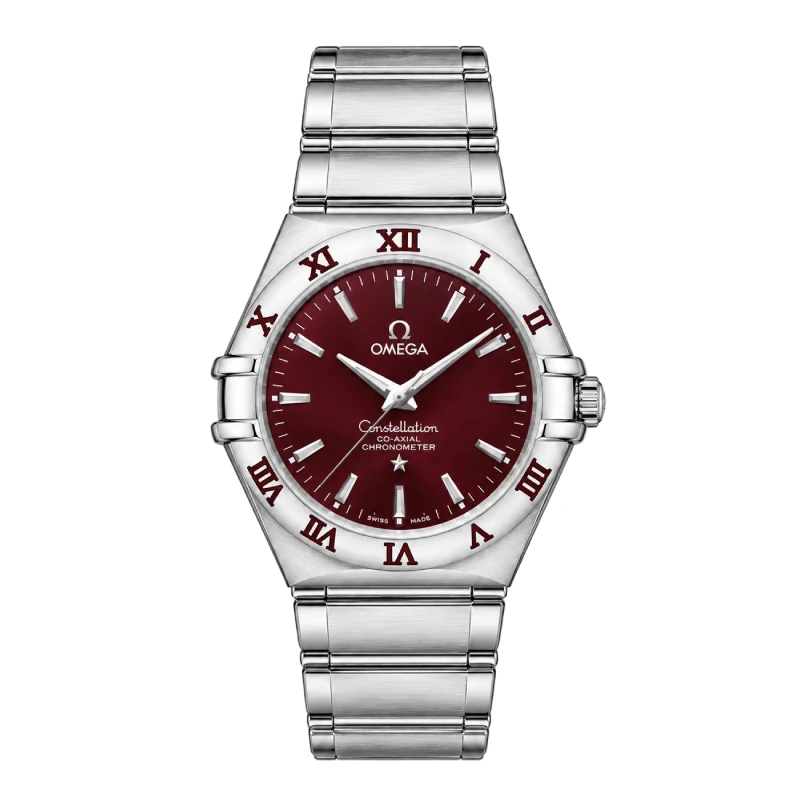 womens-quartz-watch ساعت زنانه کوارتز Quartz مدل کانسیلیشن استیل صفحه زرشکی - Image 1